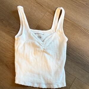 American Eagle Outfitters White Ribbed Tank Top